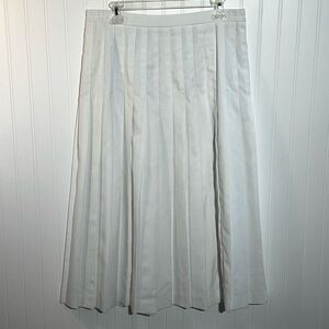 Morgan Miller Vintage Pleated Skirt Women 14 White Midi Length Work Wear Classic